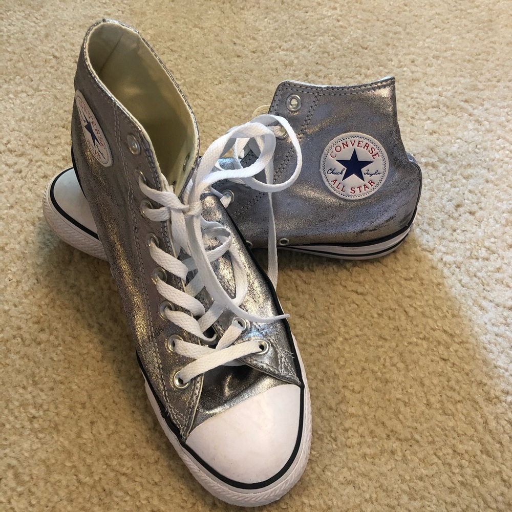 Silver Converse Hi-Tops